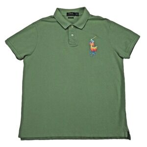 Polo Ralph Lauren Golf Shirt Big Pony Men's XL 45" Custom Slim Fit Rainbow Retro